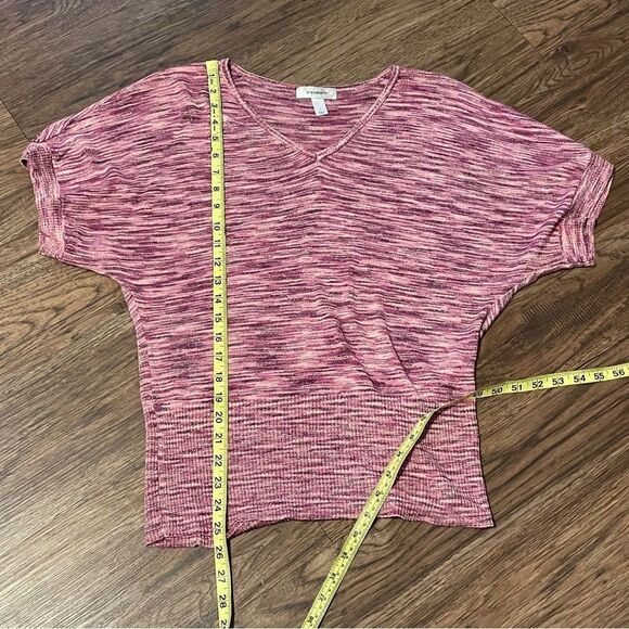 Dressbarn 1/2 Sleeve Heathered Sweater Pink White Purple Metallic Threading L - Picture 10 of 10